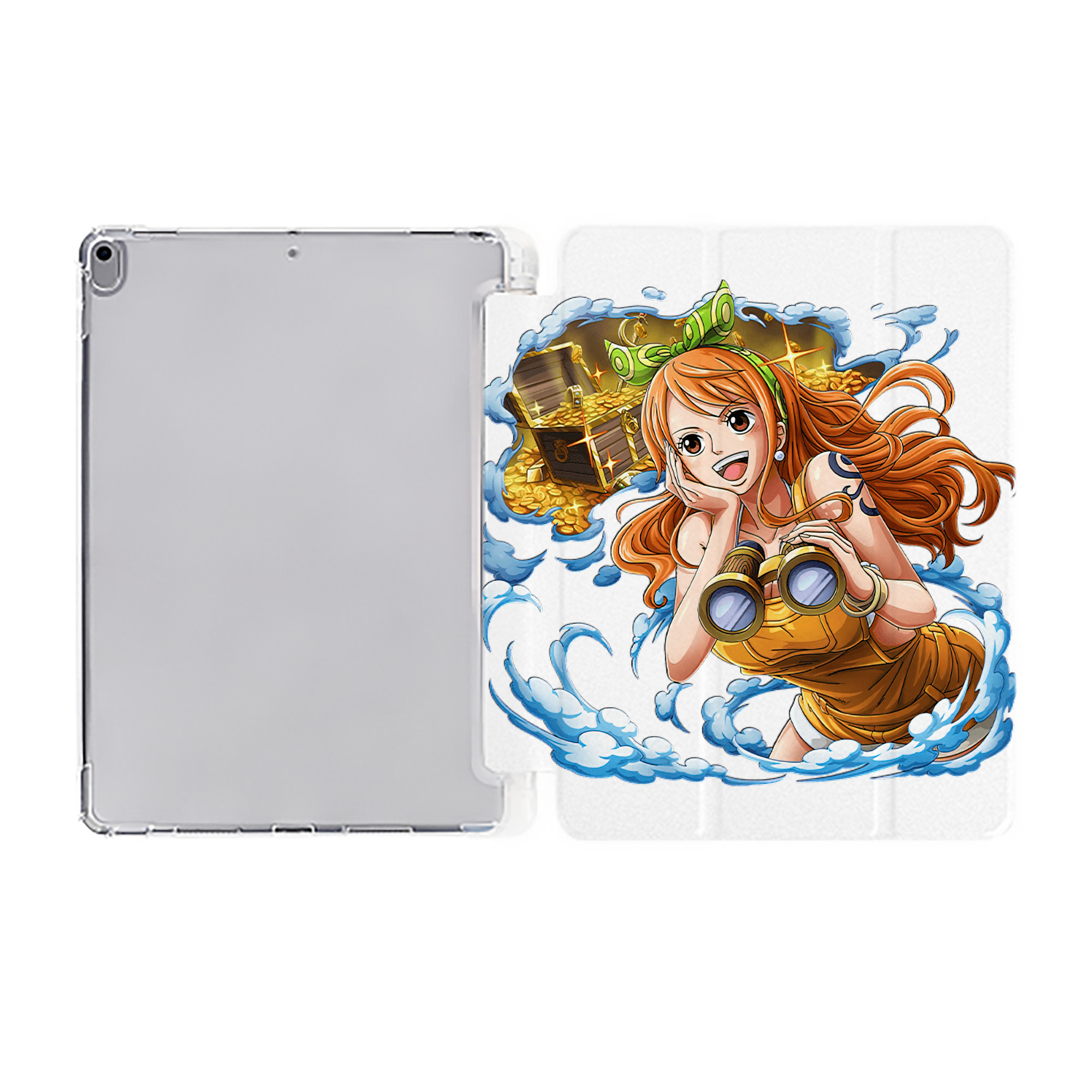 （画像用） ワンピース ナミ ONE PIECE Nami IPad ケース ペン収納付き 三つ折りスタンド PUレザー×シリコン 対応機種9.5/10.5/10.9インチ